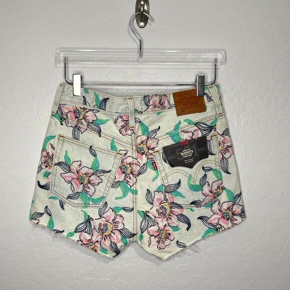 Levi's 501 Floral Pastel Embroidery Hi Rise Button Fly Cut Off Shorts Size 28 - Picture 8 of 8